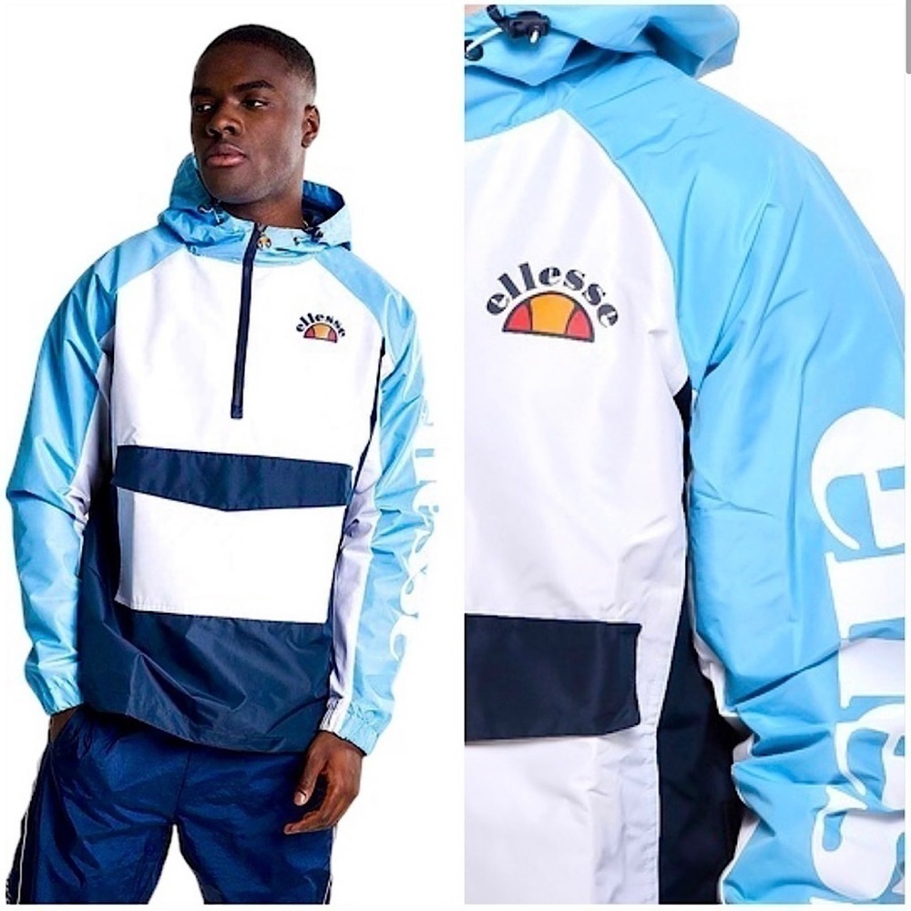 NEW! ELLESSE MERCURO PULLOVER Over Head Windbreaker Track Jacket 1/4 Zip Unisex